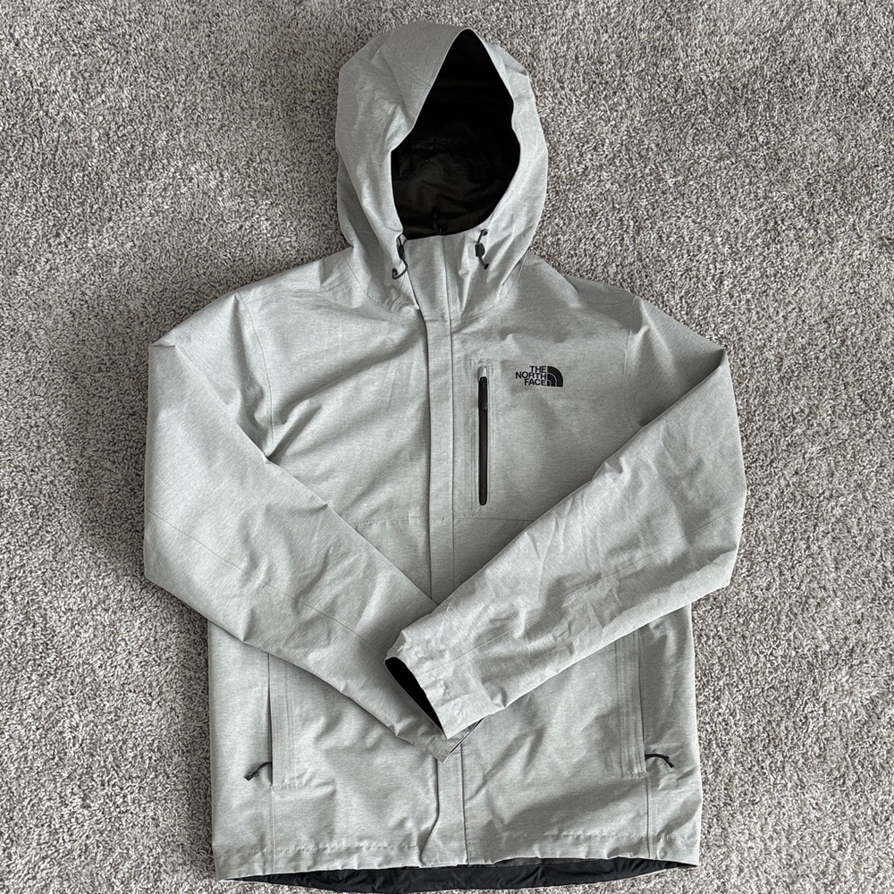 The North Face Men's Hooded Rain Jacket in Grey